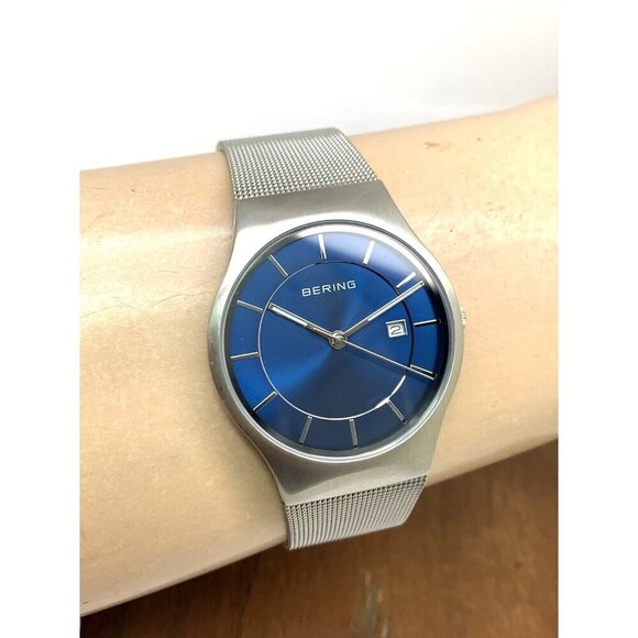 Bering Men's Watch 11938-003 Quartz Blue Dial Mesh Silver Stainless Stee… - Picture 12 of 15